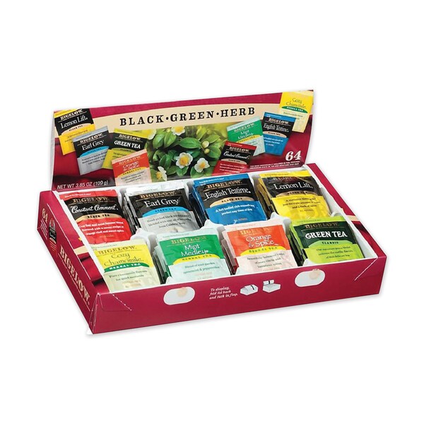 Bigelow Variety Pack Assorted Tea Bags, Individually Wrapped, PK64 RCB10568